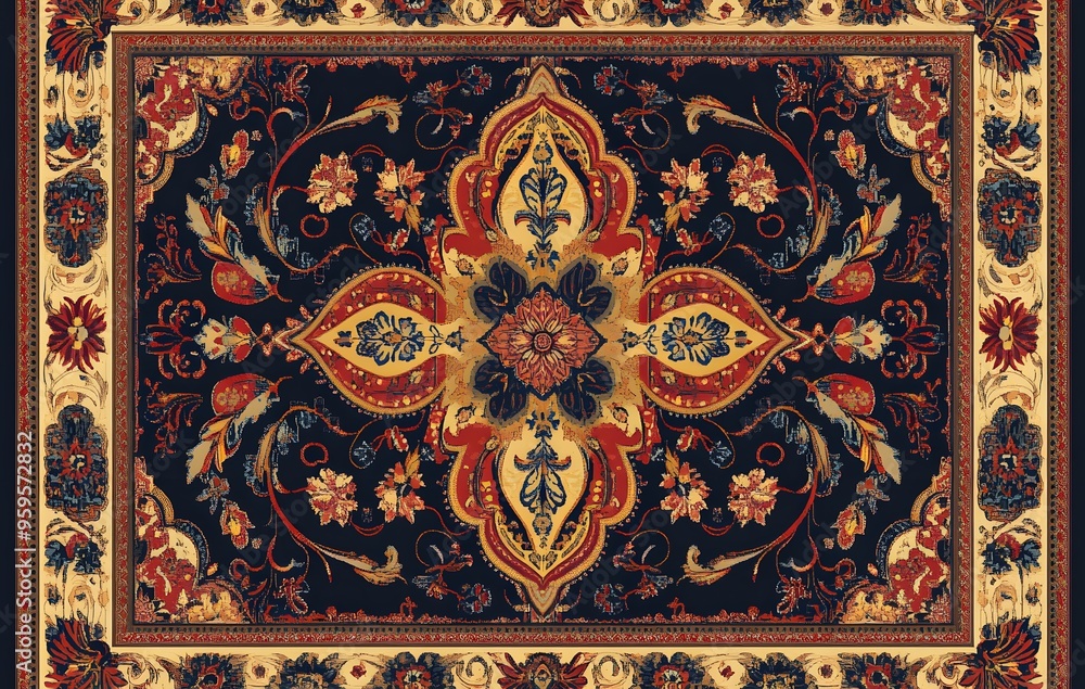 7. **Full-size seamless Indian rug pattern with intricate paisley and floral elements** 7. **Full-size seamless Indian rug pattern with intricate paisley and floral elements**