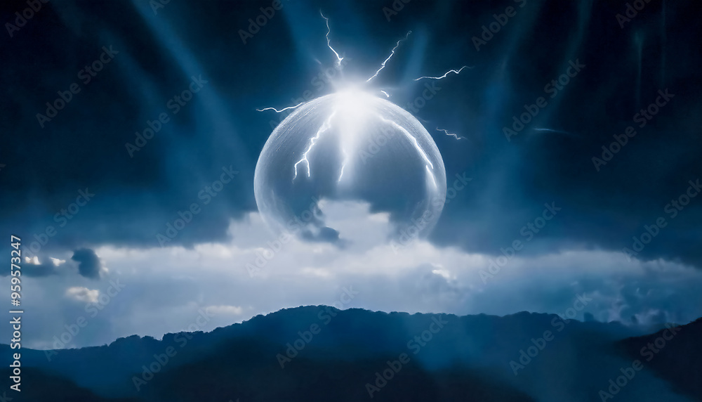 Crystal ball in a dark smoky background, magic ball of the occult sciences Crystal ball in a dark smoky background, magic ball of the occult sciences