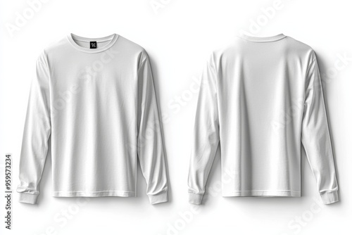 Wallpaper Mural White Long Sleeve Tshirt Mockup Isolated created with Generative AI Torontodigital.ca