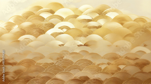 日本の伝統的な金色の青海波模様