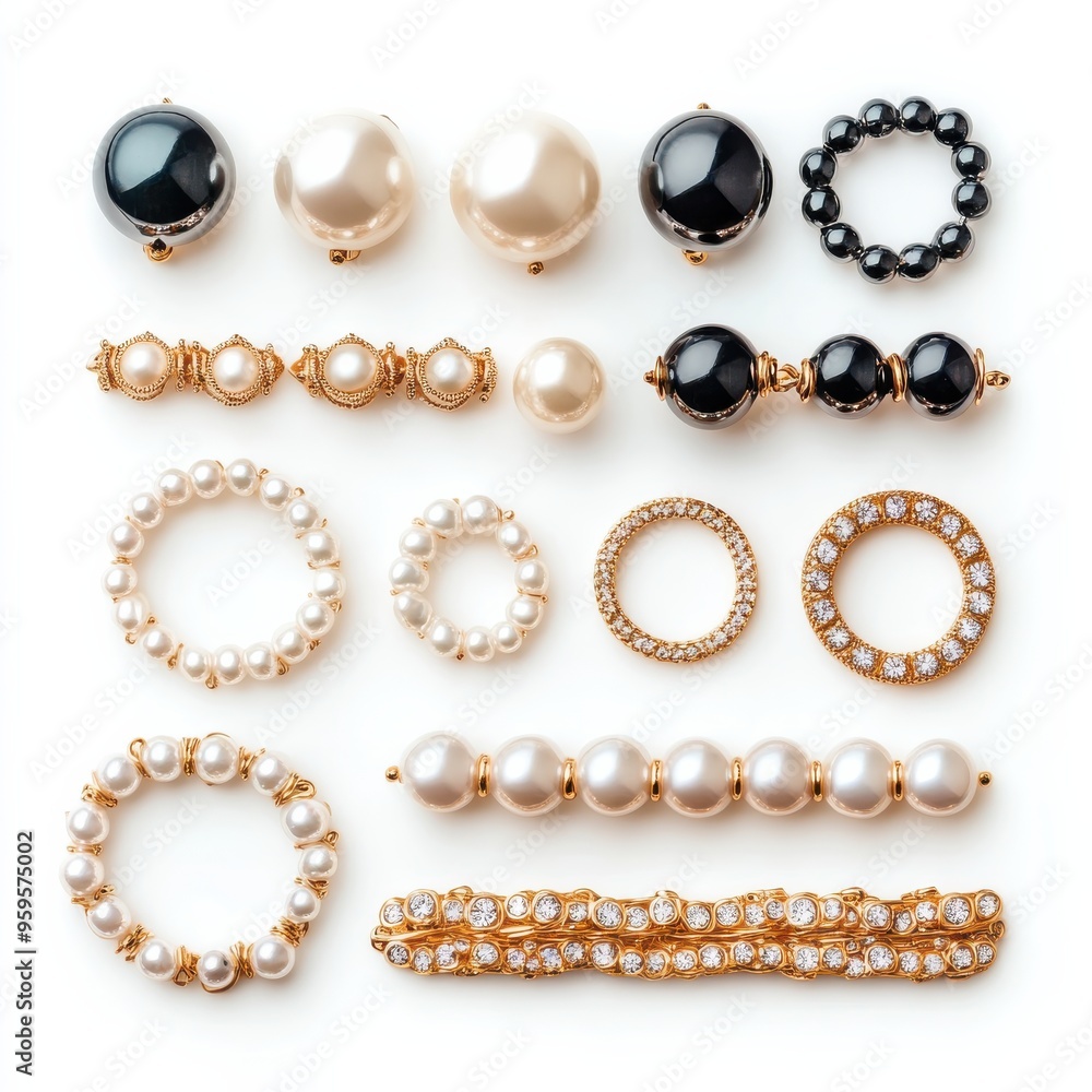 Collection of elegant jewelry pieces featuring pearls and gemstones in various styles and colors, perfect for any special occasion. Collection of elegant jewelry pieces featuring pearls and gemstones in various styles and colors, perfect for any special occasion.