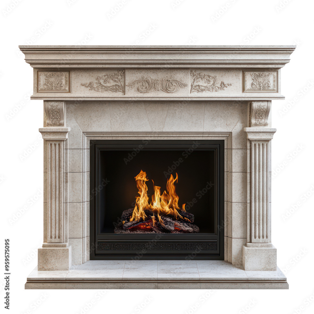 Fireplace object isolated on transparent png. Fireplace object isolated on transparent png.