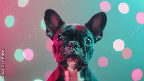 Detailed neon portraits of pets captured in natural poses, their features enhanced by vibrant colors that evoke a sense of fun and modernity. photo