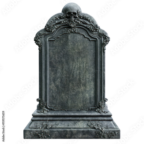 Tombstone object isolated on transparent png.  