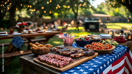 A festive outdoor barbecue ...
