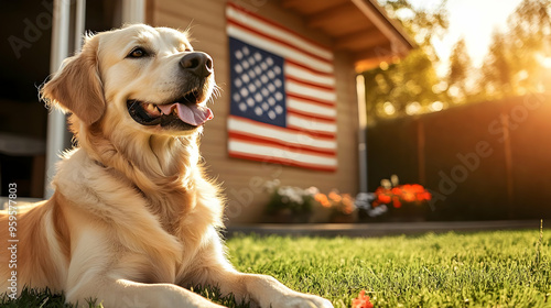A golden retriever relaxing...