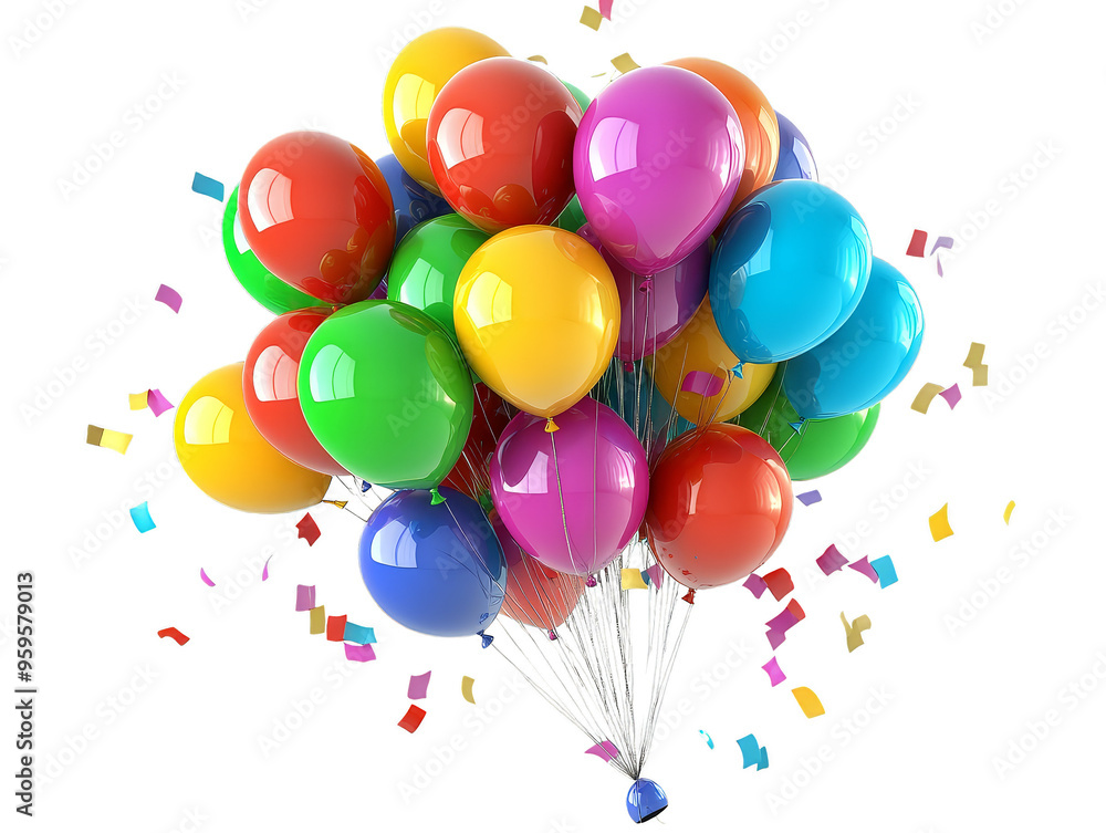Colorful Balloons with Confetti Birthday Party Celebration Colorful Balloons with Confetti Birthday Party Celebration