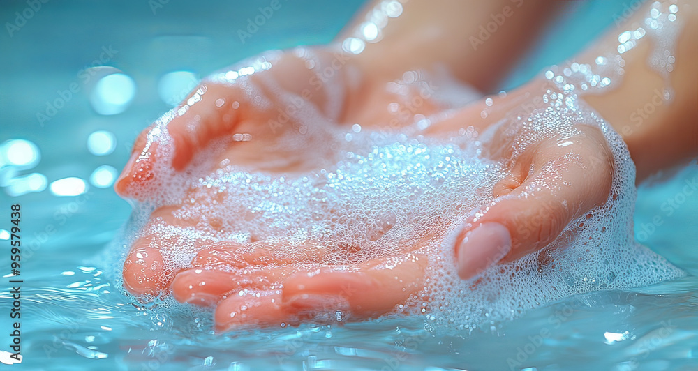 Fototapeta premium washing hands with soap