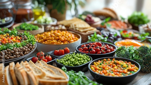 World Vegan Day Assorted vegan foods arranged on a table, colorful and inviting, World Vegan Day celebration, 3D illustration photo