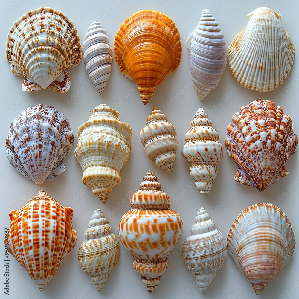 Beautiful shell shape set, beautiful colors, separate shells on white. Beautiful shell shape set, beautiful colors, separate shells on white.