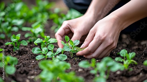 World Vegan Day Hands planting seeds in a garden bed