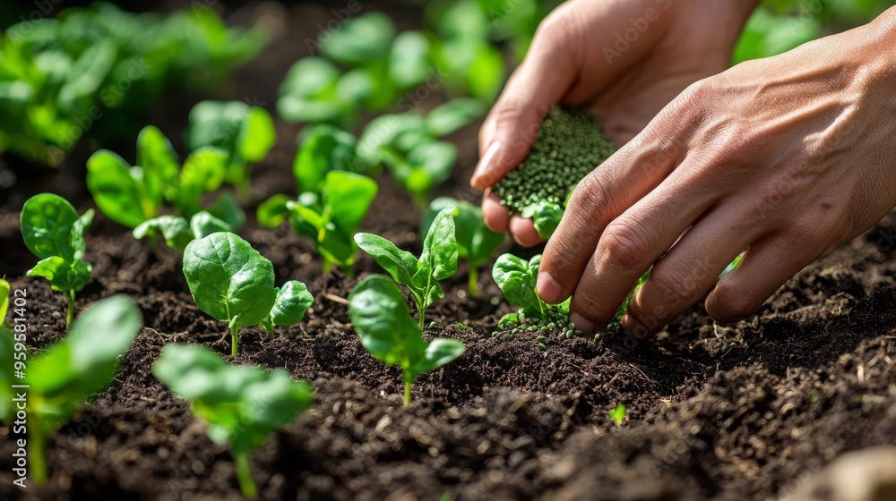World Vegan Day Hands planting seeds in a garden bed World Vegan Day Hands planting seeds in a garden bed