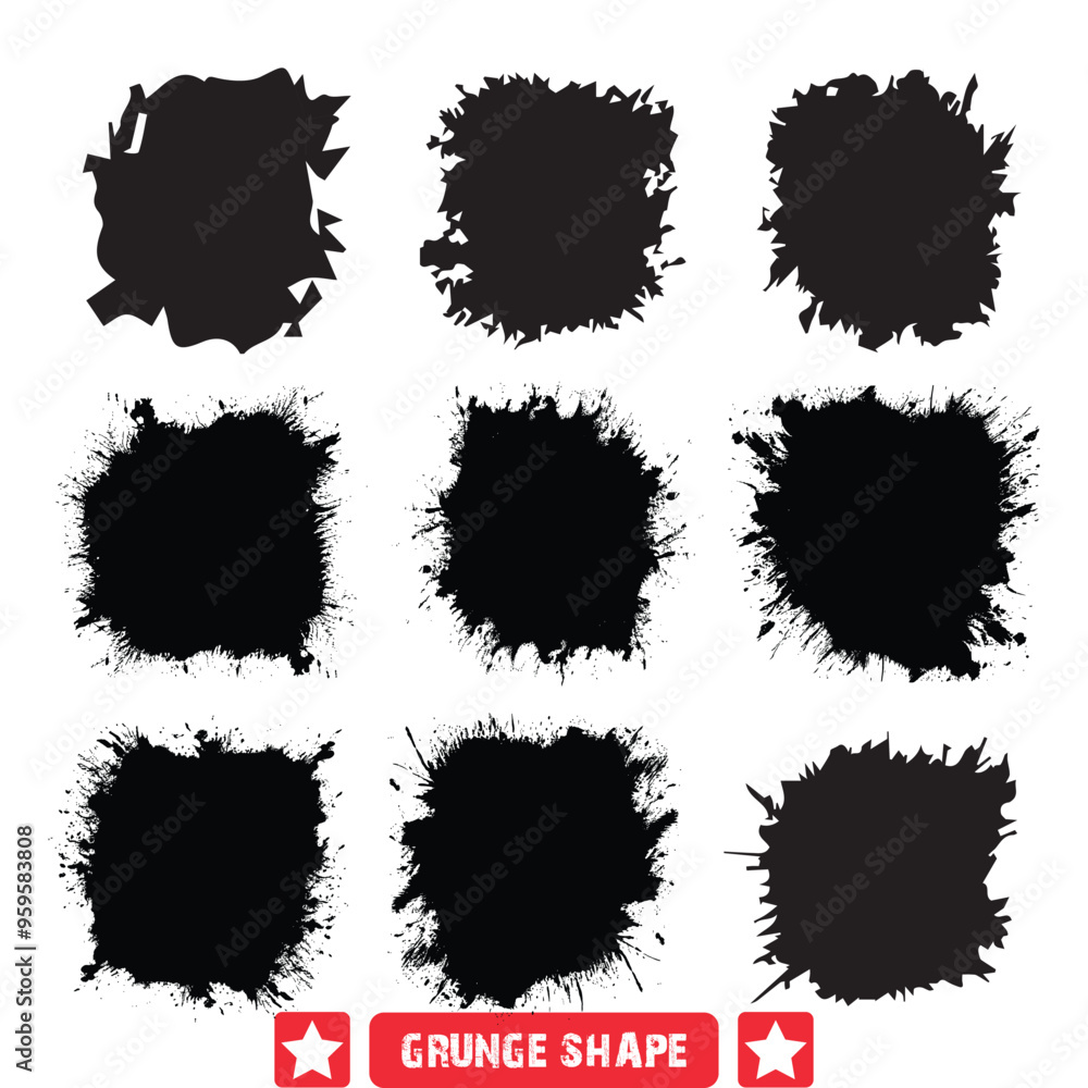 Grunge Chic Stylish Shape Vector Silhouette Set with Distinctive Character Grunge Chic Stylish Shape Vector Silhouette Set with Distinctive Character