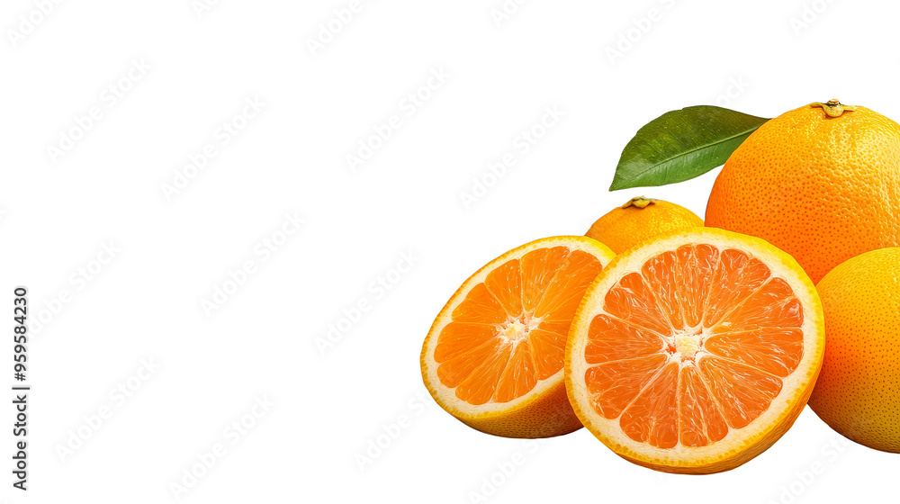 Fototapeta premium Fresh Oranges Fruit Slices Halves Citrus Food Background