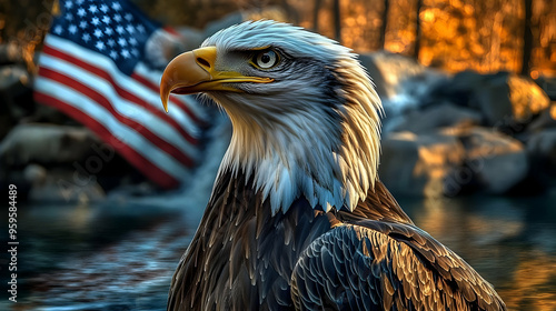 A majestic eagle with an Am...
