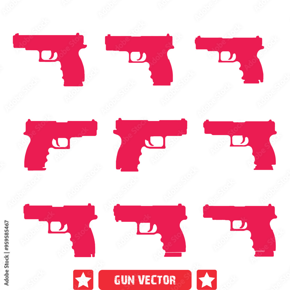 Bullet Ballet Artistic Gun Vector Silhouette Collection for Creative Professionals Bullet Ballet Artistic Gun Vector Silhouette Collection for Creative Professionals