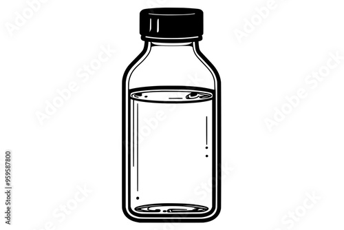 Bottle of clear protein water, transparent with no particulates, vector illustration art