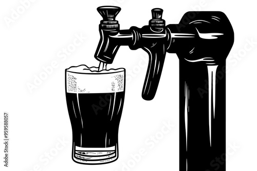 Close-up of a beer bottle's neck and cap with condensation droplets visible, vector illustration art