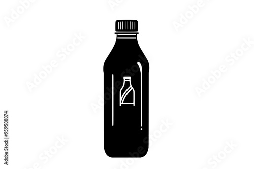 Plastic bottle with lime green electrolyte drink, twist cap, vector illustration art