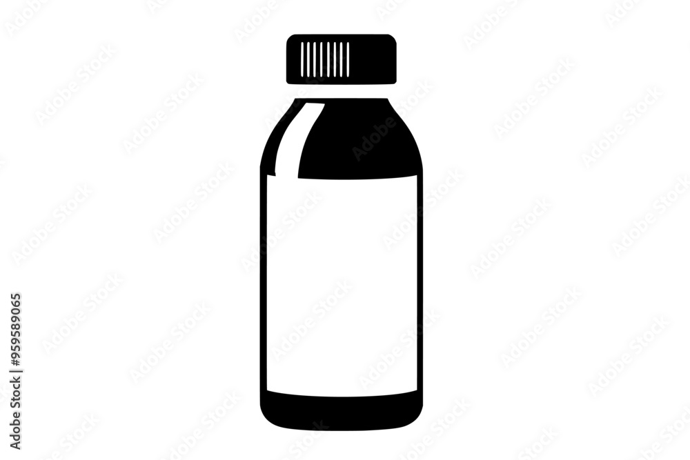 Single kefir bottle with cap on a clean, flat surface, vector illustration art