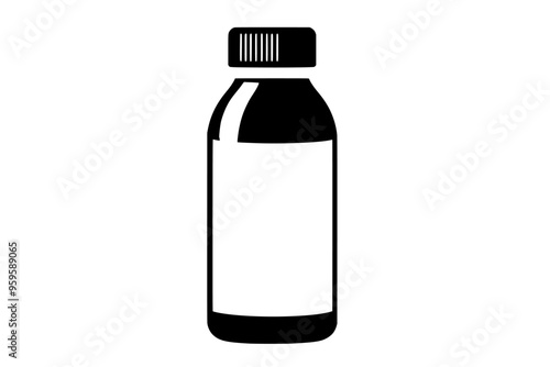 Single kefir bottle with cap on a clean, flat surface, vector illustration art