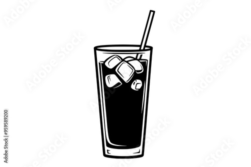 Tall glass filled with layers of chocolate ice cream, whipped cream, and fudge sauce, vector illustration art