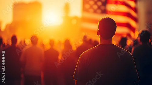 A silhouette of a person wa...