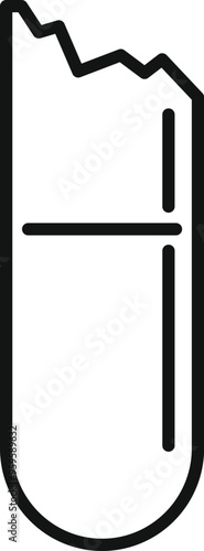 Simple yet impactful line art illustration of a broken test tube, symbolizing a failed experiment or research setback