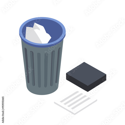 3D Trash Bin Icon