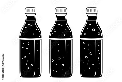 Three bottles in a row, each with distinct labeling aimed at senior consumers, vector illustration art