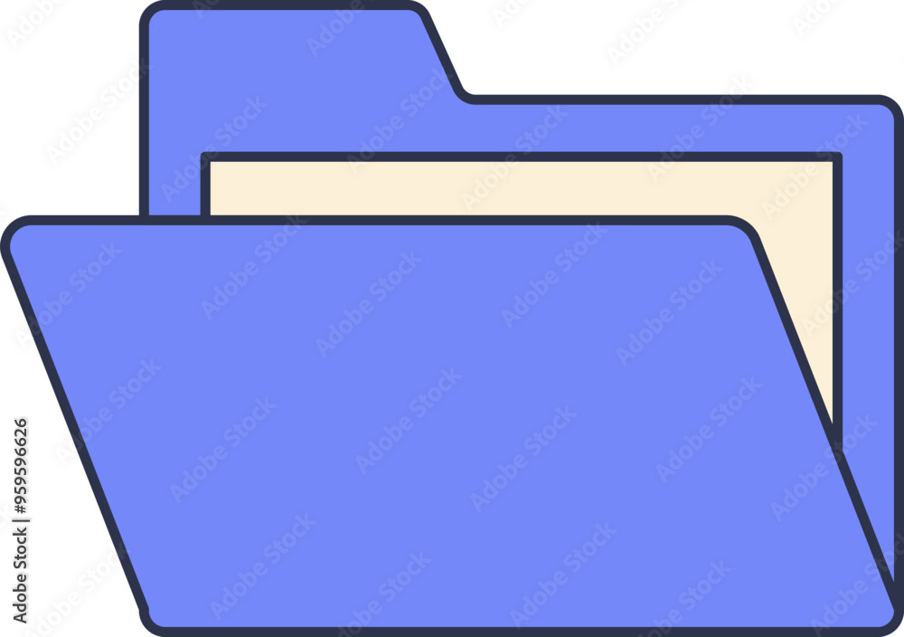 Blue open folder icon, symbolizing organization, file access, and data storage. Blue open folder icon, symbolizing organization, file access, and data storage.