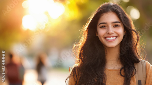 young indian college girl standing at college campus