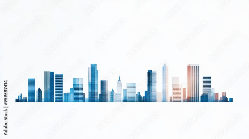 Serene Cityscape: Modern Architecture in Minimalist Style with Muted Tones and Crisp Lines Serene Cityscape: Modern Architecture in Minimalist Style with Muted Tones and Crisp Lines