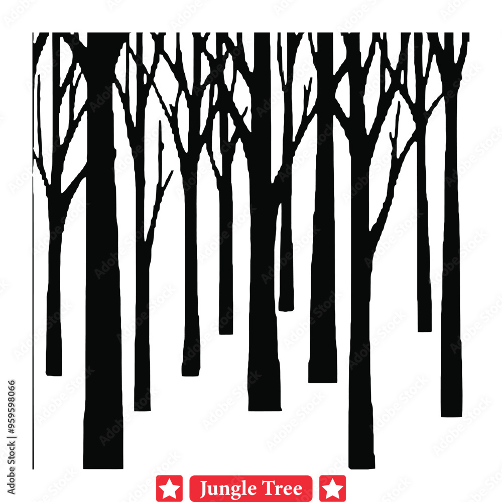 Mystical Jungle Landscape Enigmatic Tree Silhouette Assortment Mystical Jungle Landscape Enigmatic Tree Silhouette Assortment