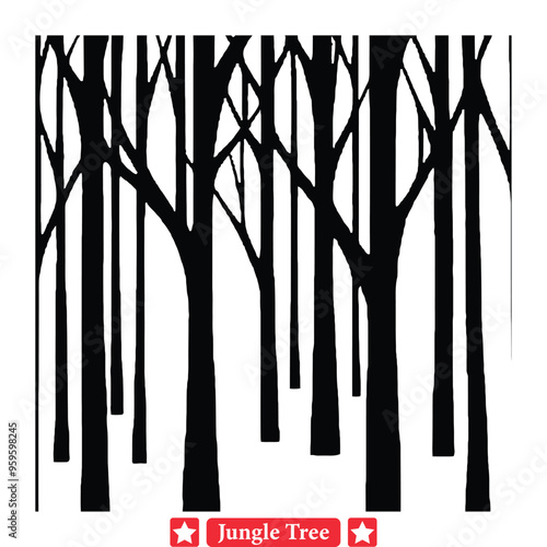 Exotic Rainforest Flora  Dynamic Jungle Tree Silhouette Collection