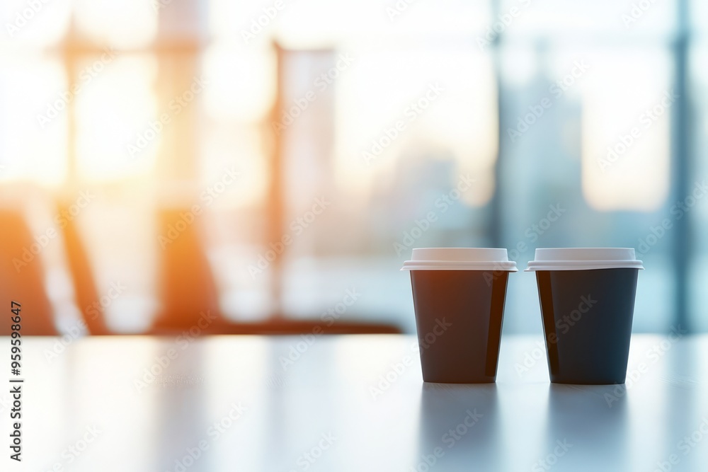 Two coffee cups on a table, beautifully lit by soft sunlight, perfect for cozy moments and stylish morning routines. Two coffee cups on a table, beautifully lit by soft sunlight, perfect for cozy moments and stylish morning routines.