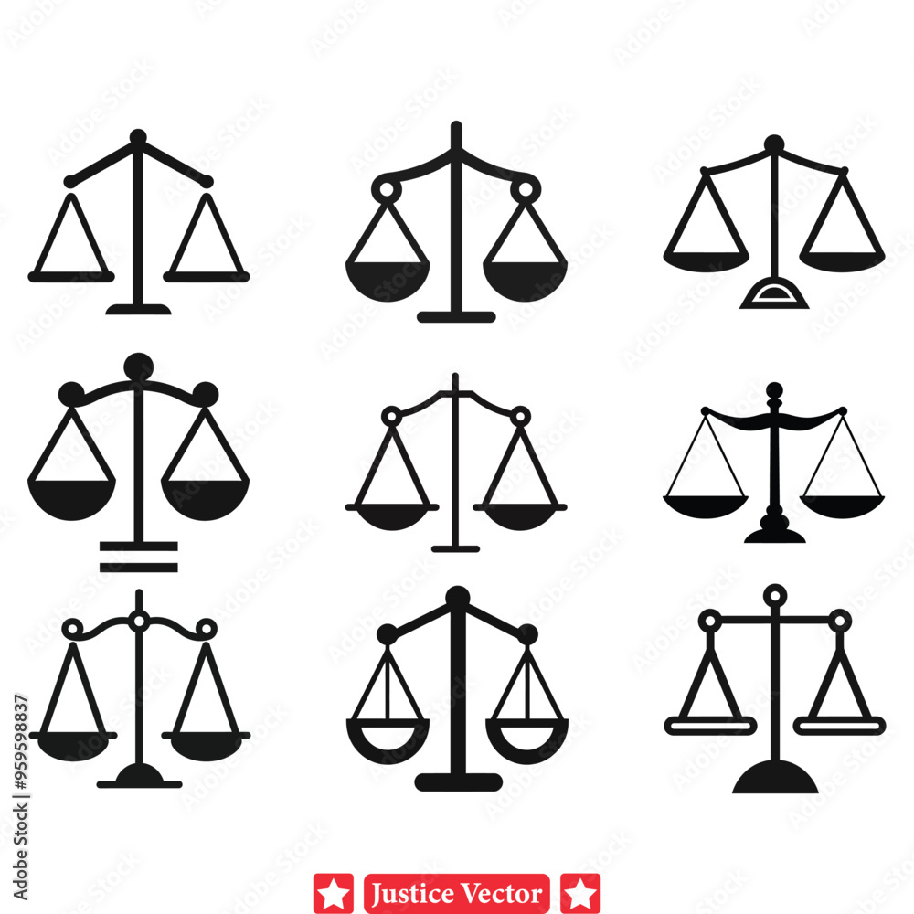 Judicial Elegance Polished Vector Silhouettes of Justice Scales for Artworks Judicial Elegance Polished Vector Silhouettes of Justice Scales for Artworks