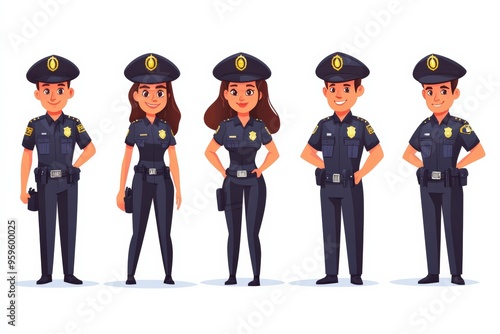 Wallpaper Mural Group of police officer and person, vector characters  Torontodigital.ca