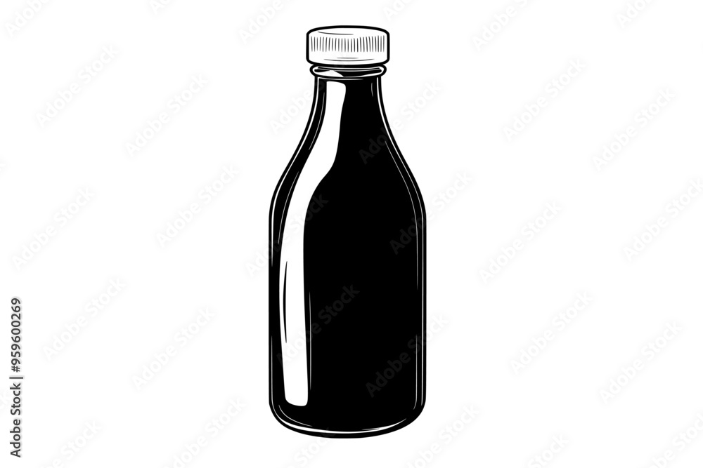Kefir bottle alone on a plain white background, vector illustration art Kefir bottle alone on a plain white background, vector illustration art