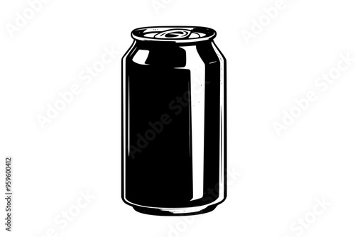 Single carbonated soda can, positioned in the center, with a plain background, vector illustration art