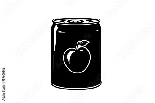 Single unopened can with bold fruit illustration on plain background, vector illustration art