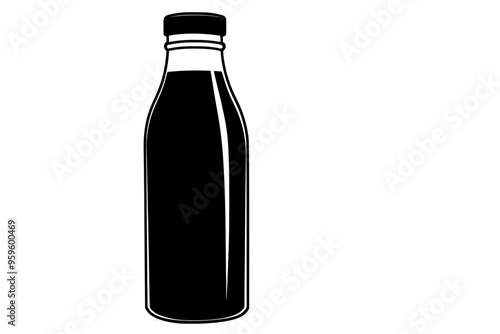 Single kefir bottle with cap on a clean, flat surface, vector illustration art