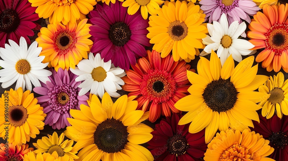 A vibrant collection of assorted flowers showcasing bright colors and diverse shapes, perfect for nature and decoration themes. A vibrant collection of assorted flowers showcasing bright colors and diverse shapes, perfect for nature and decoration themes.