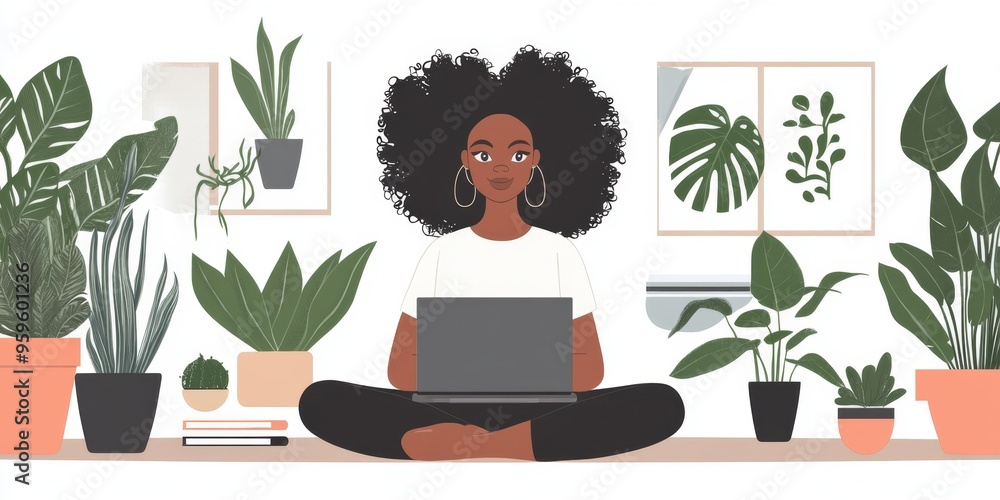 Cultural Inclusivity in Remote Work: Woman Taking a Break While Working from Home. Freedom and Flexibility in Modern Workplace. 4K Wallpaper for End-of-Season Promotions, Marketing Campaigns, and Work Cultural Inclusivity in Remote Work: Woman Taking a Break While Working from Home. Freedom and Flexibility in Modern Workplace. 4K Wallpaper for End-of-Season Promotions, Marketing Campaigns, and Work