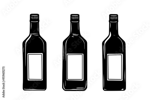 Three bottles in a row, each with distinct labeling aimed at senior consumers, vector illustration art