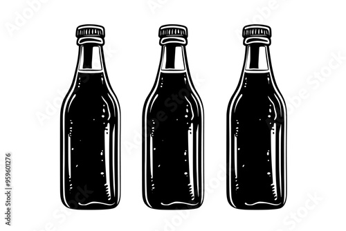 Three bottles in a row, each with distinct labeling aimed at senior consumers, vector illustration art