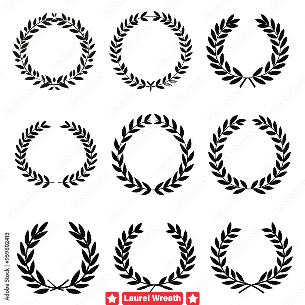 Premium Laurel Wreath Silhouette Bundle Exquisite Elements for Exclusive Visuals Premium Laurel Wreath Silhouette Bundle Exquisite Elements for Exclusive Visuals
