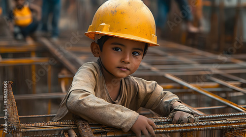 A young boy in a constructi...