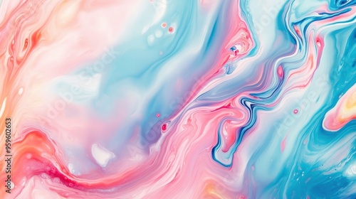 A vibrant abstract background featuring flowing swirls of pink and blue, perfect for artistic projects or digital design.