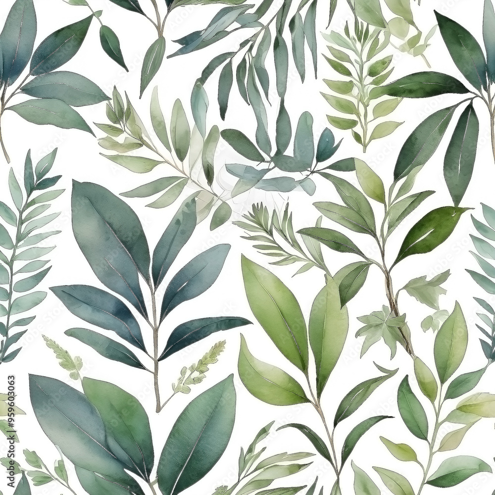 seamless Watercolor Pattern using botanical elements. seamless Watercolor Pattern using botanical elements.